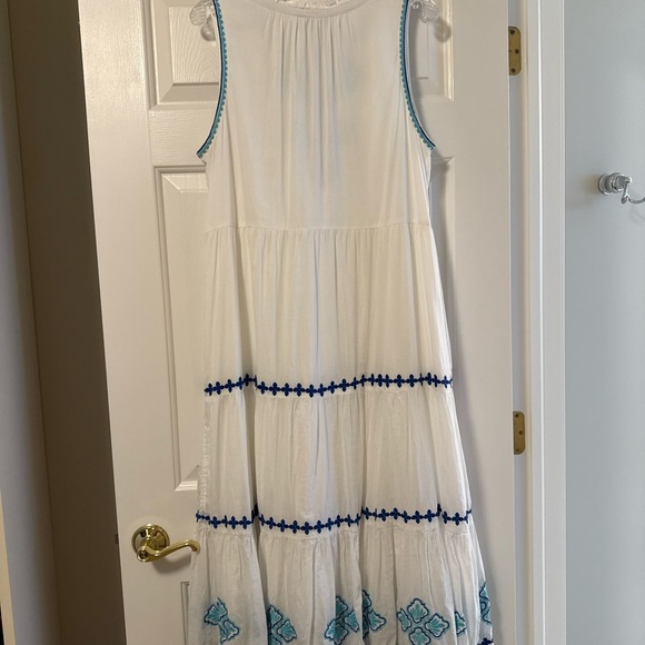Tommy Bahama White Midi Dress with Blue Embroidery - Picture 2 of 2